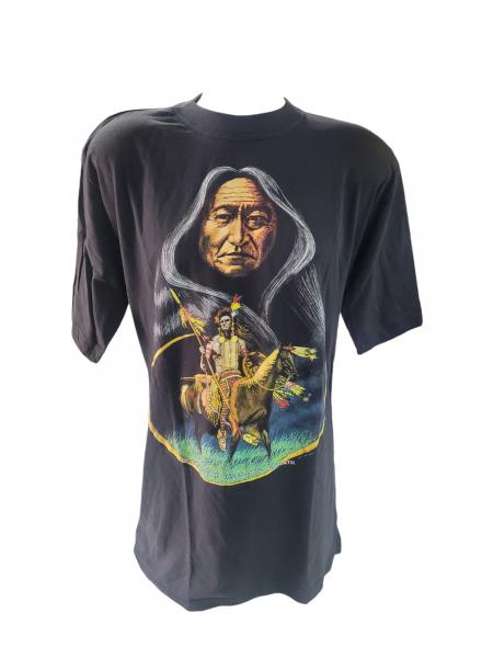 T-Shirt Shirt einseitiger Druck Baumwolle Indianer Pferd Neu 2